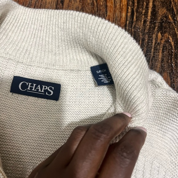 Chaps Men's White Half-Zip Sweater - Picture 3 of 3